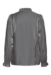 Fransa Yolanda Blouse - Gray Pinstripe