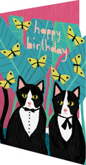Roger La Borde Lasercut Tuxedo Cats Card
