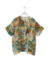 One Hundred Stars - China Tree Aqua Tea Blouse