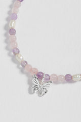 Estella Bartlett Purple And Pearl Butterfly Bracelet