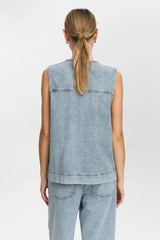 Numph Brooklyn Vest - Light Blue Bleach