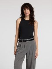 Selected Femme Sleeveless Rib Knit Top - Black