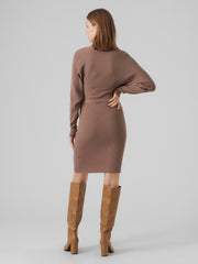 Vero Moda Holly V-Neck Long Sleeve Dress - Brown Lentil