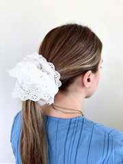 Solar Eclipse Giant Broderie Anglaise Lace Scrunchie
