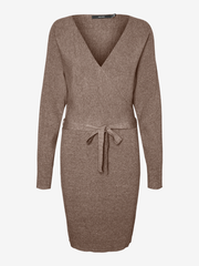 Vero Moda Holly V-Neck Long Sleeve Dress - Brown Lentil
