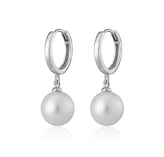 Scream Pretty - Silver Modern Pearl Hoop Earrings