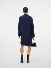 Vero Moda Gold High Neck Short Knit Dress - Navy Blazer