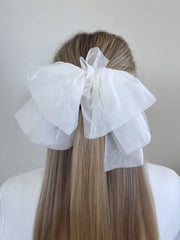 Solar Eclipse Giant Oganza Bow Hair Clip - White