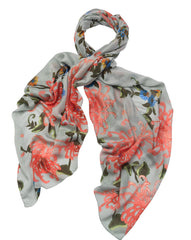 Chrysanthemum Aqua Scarf-One Hundred Stars