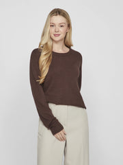 Vila Ril O-Neck Knit Top - Coffee Bean