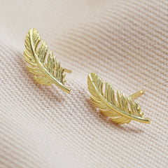 Lisa Angel Earrings - Gold Feather