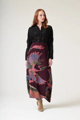 One Hundred Stars - Crane Plum A-line Maxi Skirt