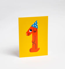 Lagom Design Party Dog Kid’s Milestone 1st Birthday Card