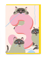 Noi Publishing Age 3 Cats Birthday Card