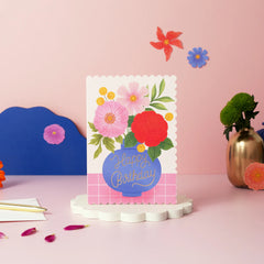 Ricicle Cards Happy Birthday Vase Card