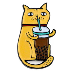 Badge Bomb Enamel Bubble Tea Cat Pin