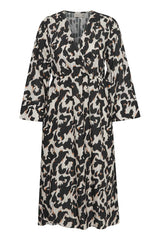 Fransa Lelu Wrap Dress - Black Leopard