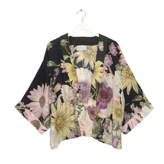 One Hundred Stars Daisy Black Crepe Kimono
