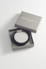 Bartlett Men's Leather Double Plaited Wrap Bracelet - Black