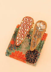 Powder Design - Jewelled Hair Clips (Set of 2) Hexagon & Floral Stem, Tangerine & Mustard