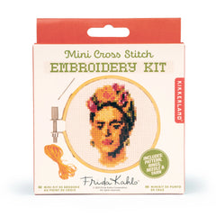 Kikkerland Mini Cross Stitch Embroidery Kit - Frida