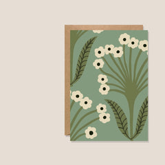 Kiran Ravilious Green Fan On Flowers Card