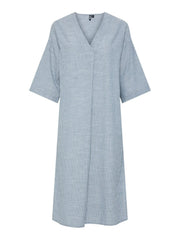 Pieces Apia V-Neck Midi Dress - Coronet Blue/Bright White