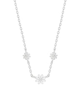 Estella Bartlett Triple Flower White EnamelNecklace - Silver Plated