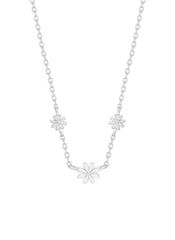 Estella Bartlett Triple Flower White EnamelNecklace - Silver Plated