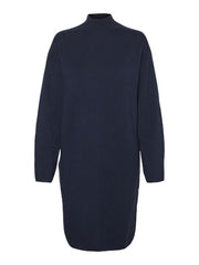 Vero Moda Gold High Neck Short Knit Dress - Navy Blazer