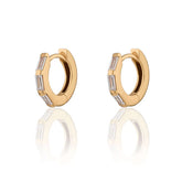 Scream Pretty - Gold Plated Baguette Huggie Earrings With Clear Stones