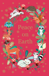 Roger La Borde Eight Foiled Charity Cards - Peace On Earth Animal Wreath