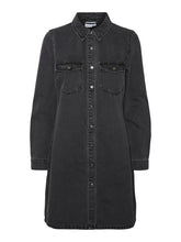 Vero Moda Jennie Long Sleeve Short Denim Dress - Black Denim