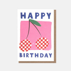 Caroline Gardner - Checked Cherries Happy Birthday Card