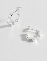Estella Bartlett Flat Wave Silver Hoops