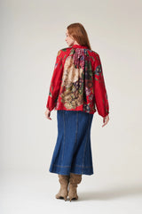 One Hundred Stars - Primula Berry Pussybow Blouse