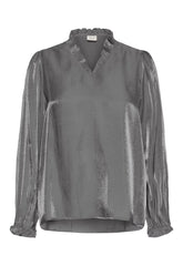Fransa Yolanda Blouse - Gray Pinstripe