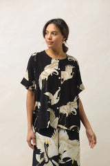 One Hundred Stars Stork Black Tea Blouse