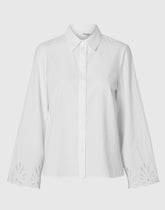 Selected Femme Broderi Long Sleeved Shirt - Bright White