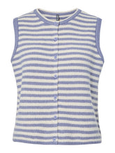Pieces Malou Stripe Cardigan Vest - Silver Bullet/Birch