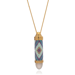 Azuni Beaded Bullet Pendant- Chameleon
