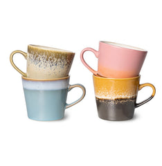 HKliving 70's Ceramics Cappuccino Mugs Meteor - Set of 4
