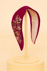 Powder Design - Velvet Embellished Headband Golden Wildflowers Fuchsia