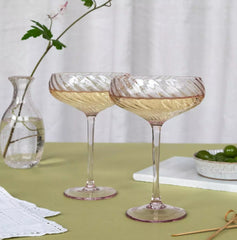 Rex London Pink Scalloped Coupe Cocktail Glasses 250ml- Set of Two
