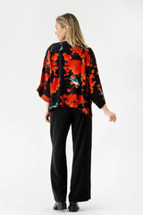 One Hundred Stars Acer Black Crepe Kimono