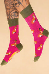 Powder Design - Men's Gentlemen Foxes Socks Fuchsia