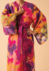 Powder Design - Oversized Blooms Kimono Gown in Mustard