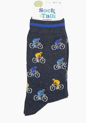 Sock Talk- Men's Bamboo Socks - Navy, Cyclists