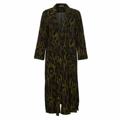 Fransa Leoni Long Line Open Front Jacket in Rifle Green Mix