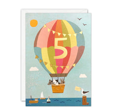 Age 5 Balloon Birthday Card by James Ellis